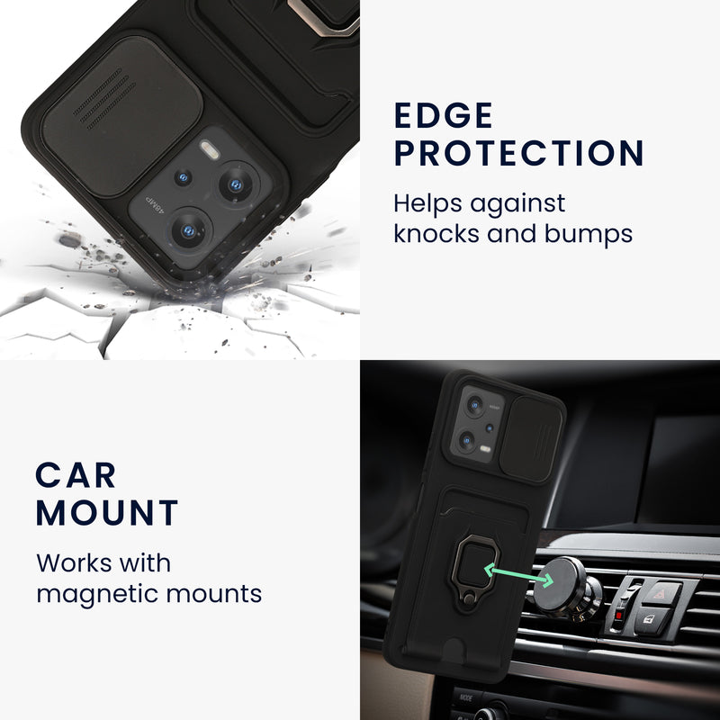 Phone case with camera protection and card slot