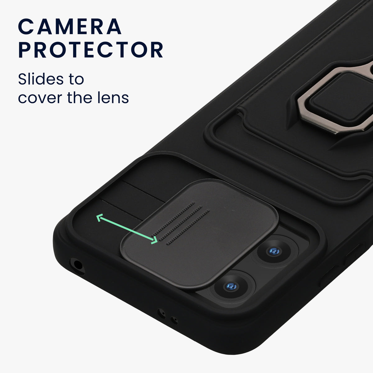 Phone case with camera protection and card slot