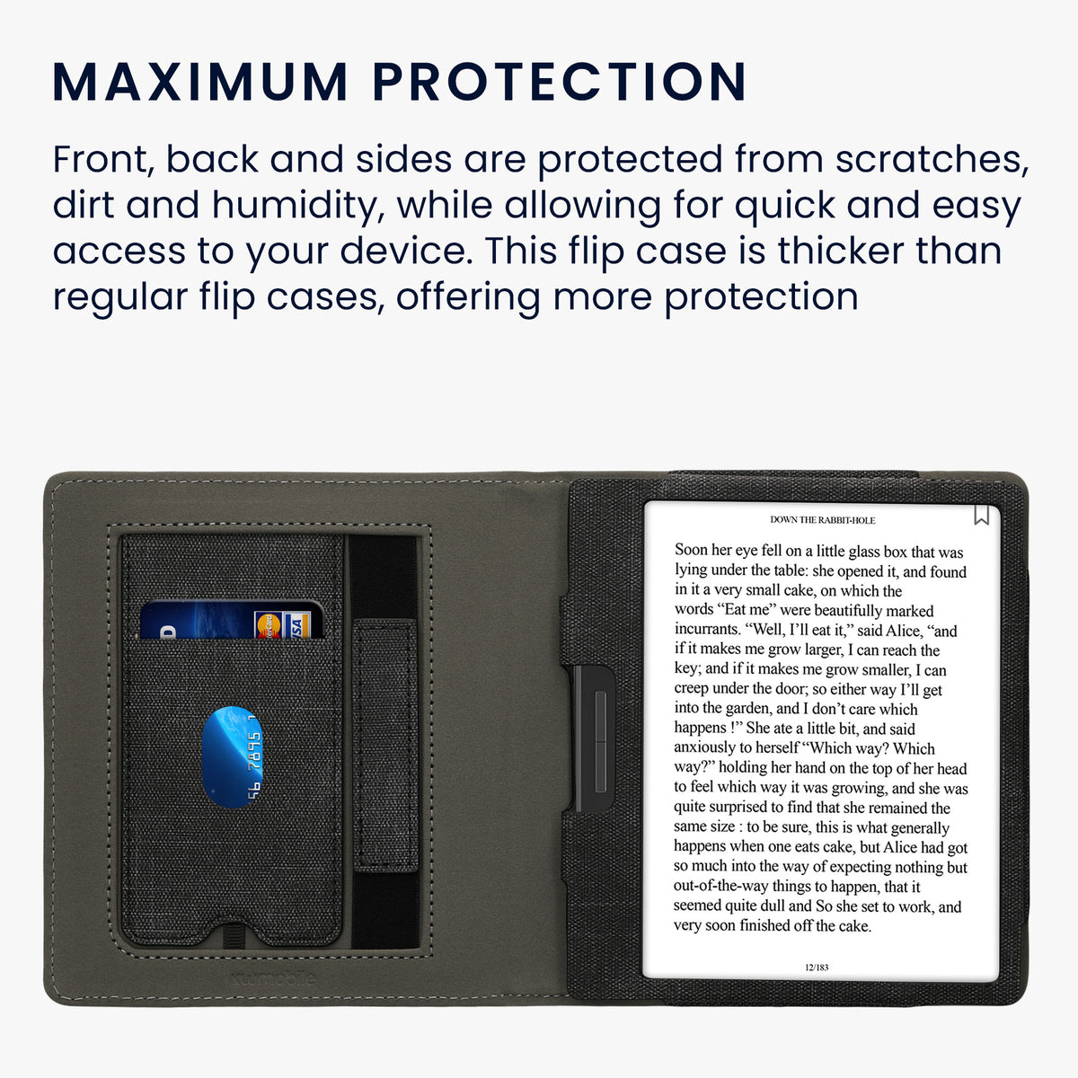 Onyx Boox Leaf 2 eReader Flip Case Faux Leather with Card Slot and Hand Strap