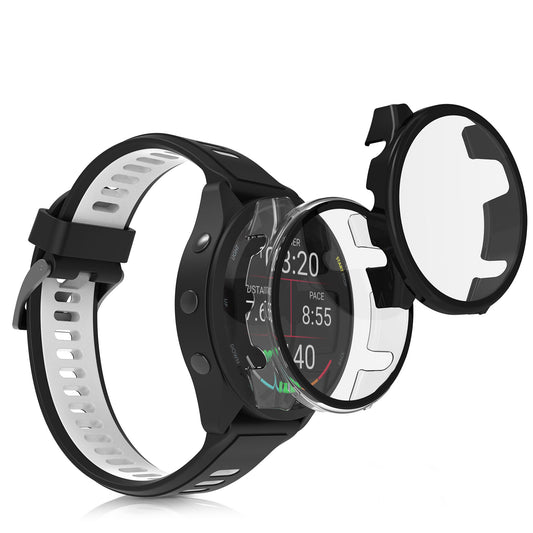 kwmobile Glass Case for Garmin 18mm Forerunner 265S Protective Case Fullbody Fitness Tracker Case Set