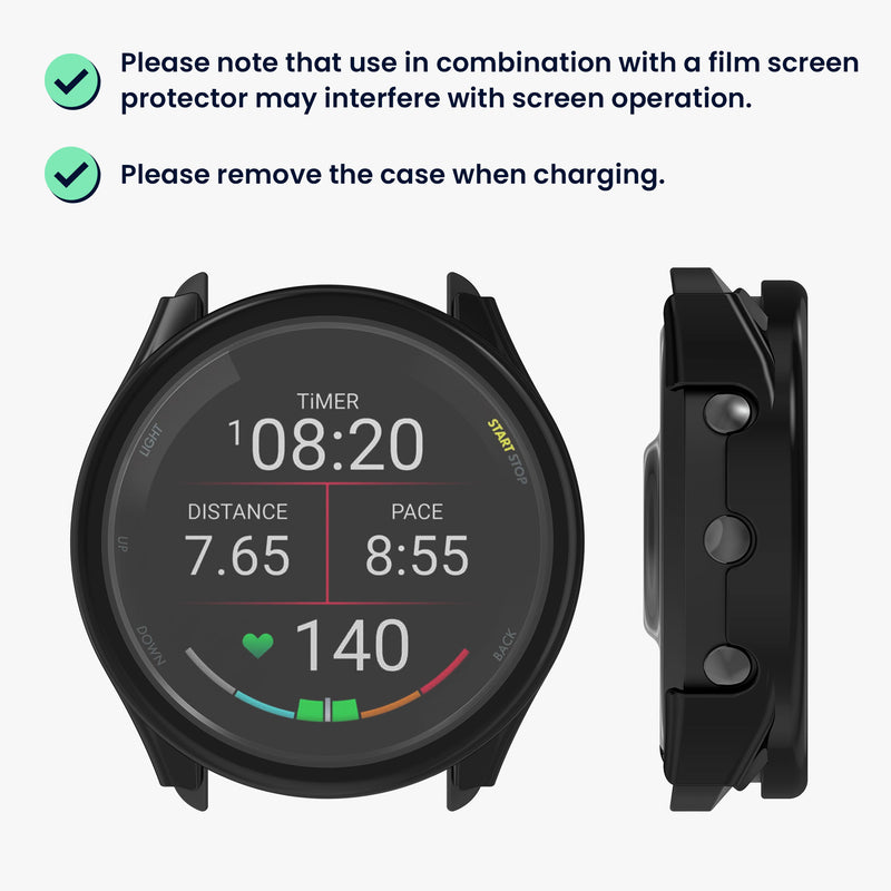 Garmin 18mm Forerunner 265S 2x Fitness Tracker Full Body Case with Tempered Glass