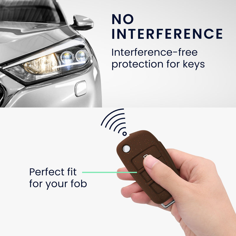 Audi 3-Button Flip Key Case Brown Silicone