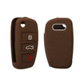 Audi 3-Button Flip Key Case Brown Silicone