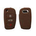 Audi 3-Button Flip Key Case Brown Silicone