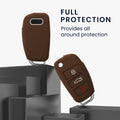 Audi 3-Button Flip Key Case Brown Silicone