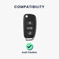 Audi 3-Button Flip Key Case Brown Silicone