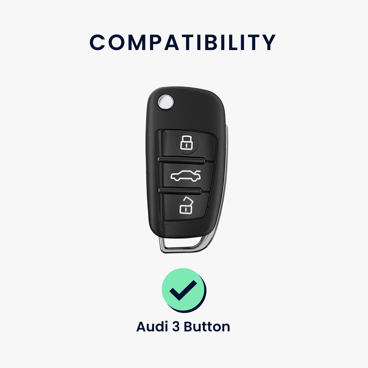 Audi 3-Button Flip Key Case Brown Silicone