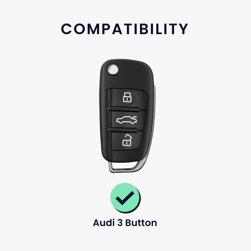Audi 3-Button Flip Key Case Brown Silicone