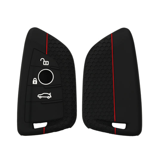 kwmobile Schlüsselhülle für BMW 3-Tasten Smart Key Autoschlüssel Hülle - Autoschlüssel Schlüssel Hülle aus Silikon - Schlüsseletui in Schwarz Rot Schwarz  [dsg01]
