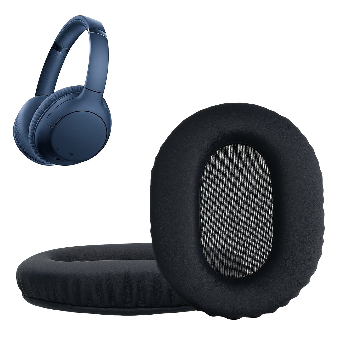 kwmobile 2x Ohr Polster für Sony WH-CH720N / WH-CH710N Ohrpolster - Ersatz Ohrpolster - Kopfhörer Ersatzteile - Kopfhörer Ersatzpolster für Over Ear Headphones Dunkelblau  