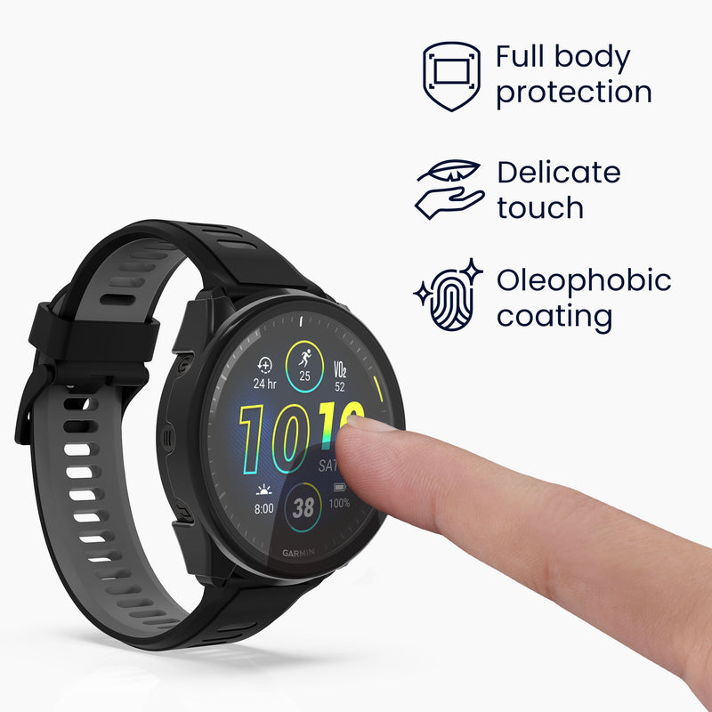 Garmin Forerunner 965 2x Fitness Tracker Full Body Case with Tempered Glass