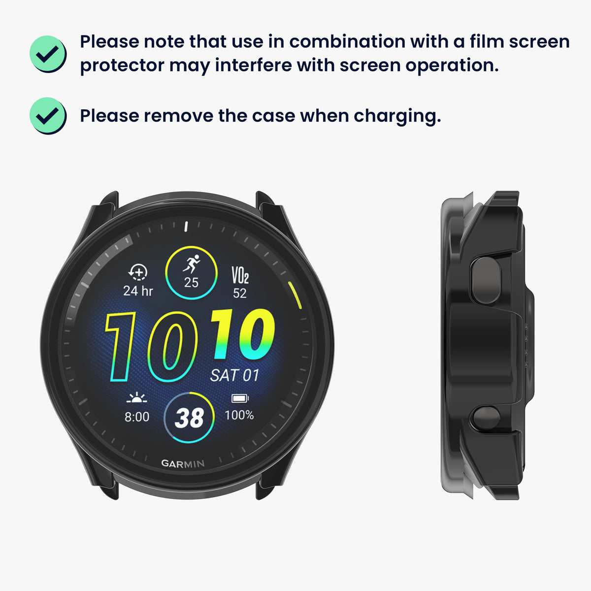 Garmin Forerunner 965 2x Fitness Tracker Full Body Case with Tempered Glass