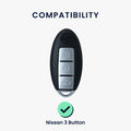kwmobile Car Key Cover Compatible with Nissan 3-Button Car Key - Silicone Protective Case