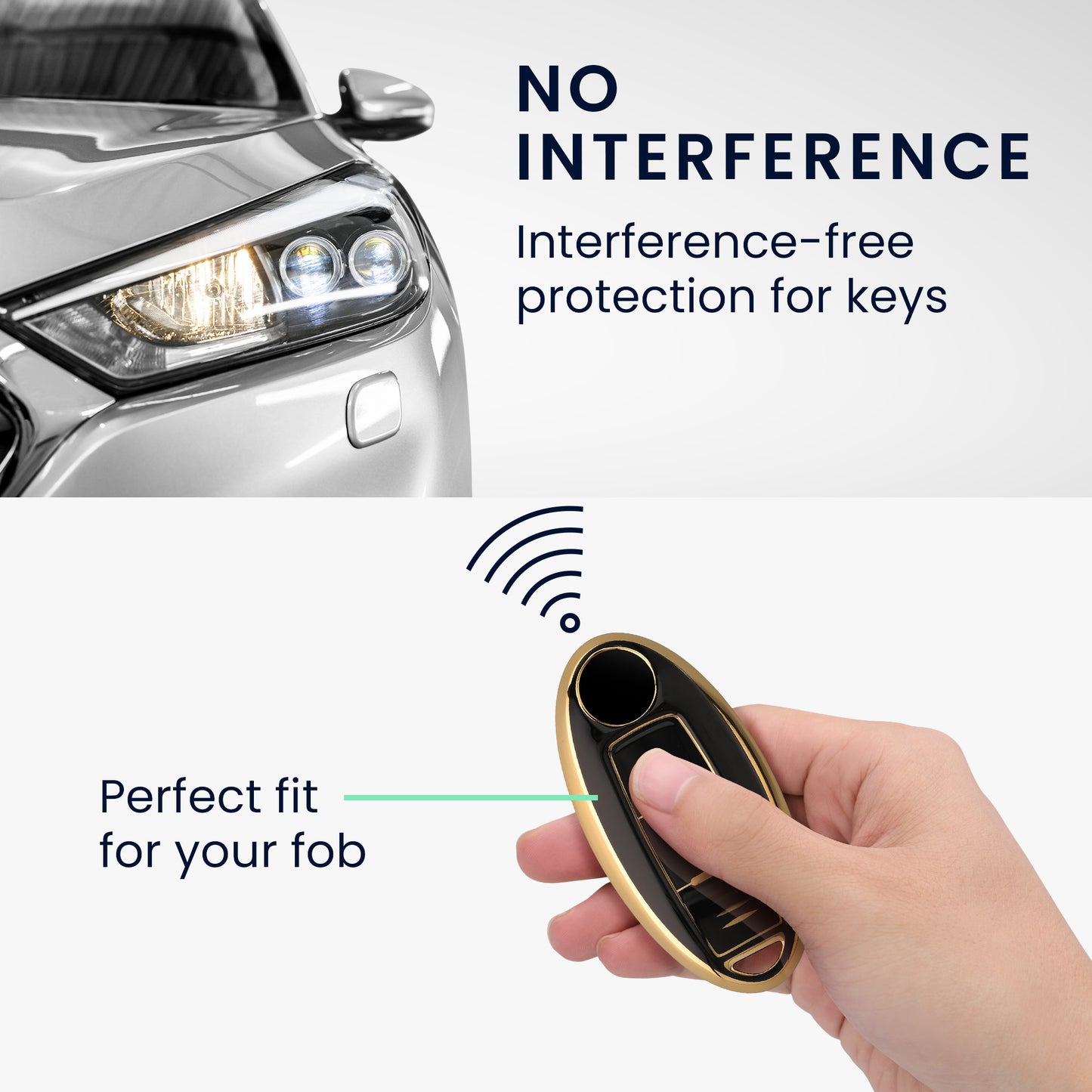 kwmobile Car Key Cover Compatible with Nissan 3-Button Car Key - Silicone Protective Case