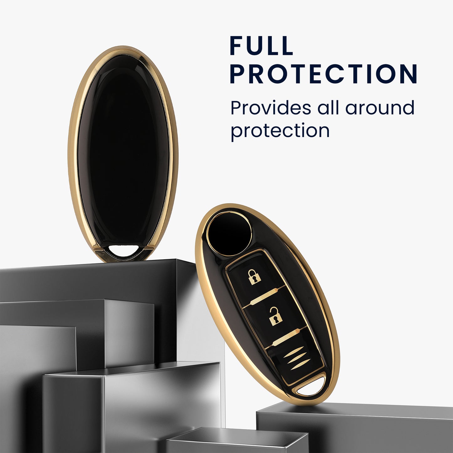 kwmobile Car Key Cover Compatible with Nissan 3-Button Car Key - Silicone Protective Case
