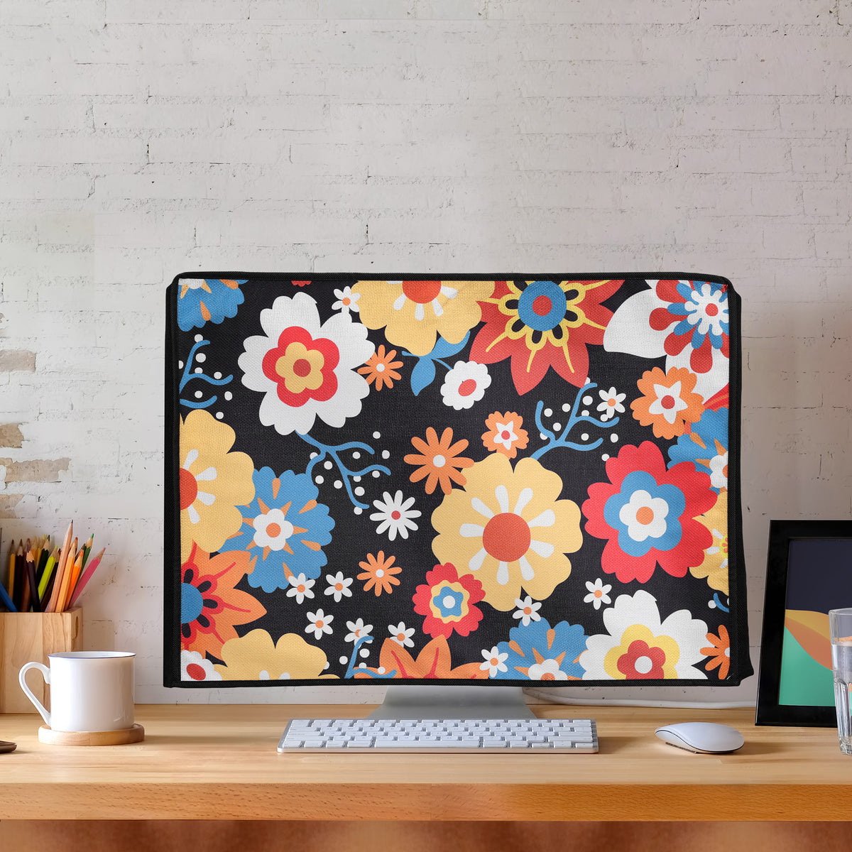 20-22" Monitor Dust Cover Retro Flowers