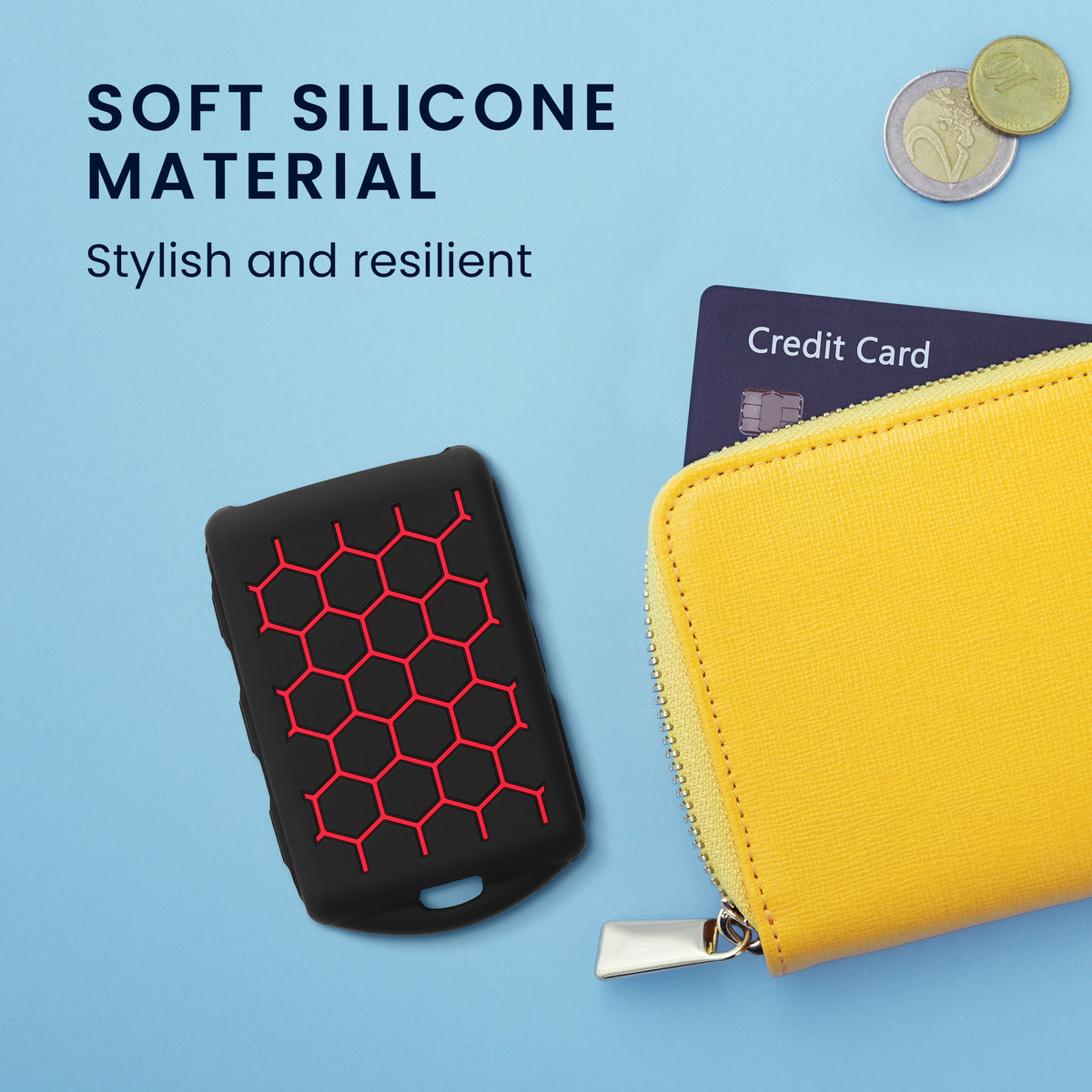 Volvo 4-Button Keyless Go Silicone Car Key Cover Red Honeycomb