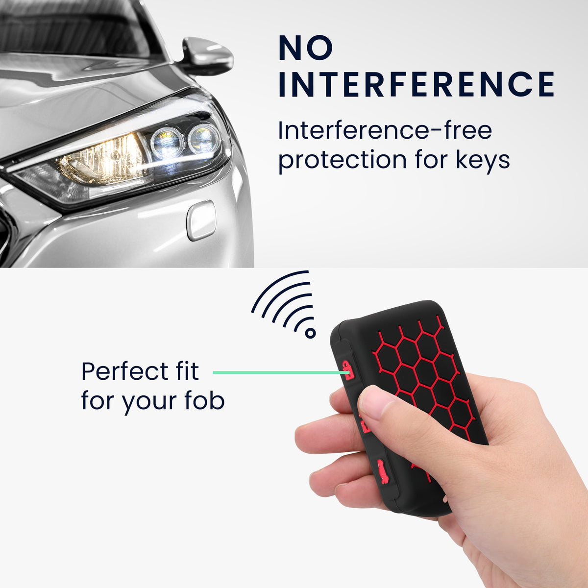 Volvo 4-Button Keyless Go Silicone Car Key Cover Red Honeycomb