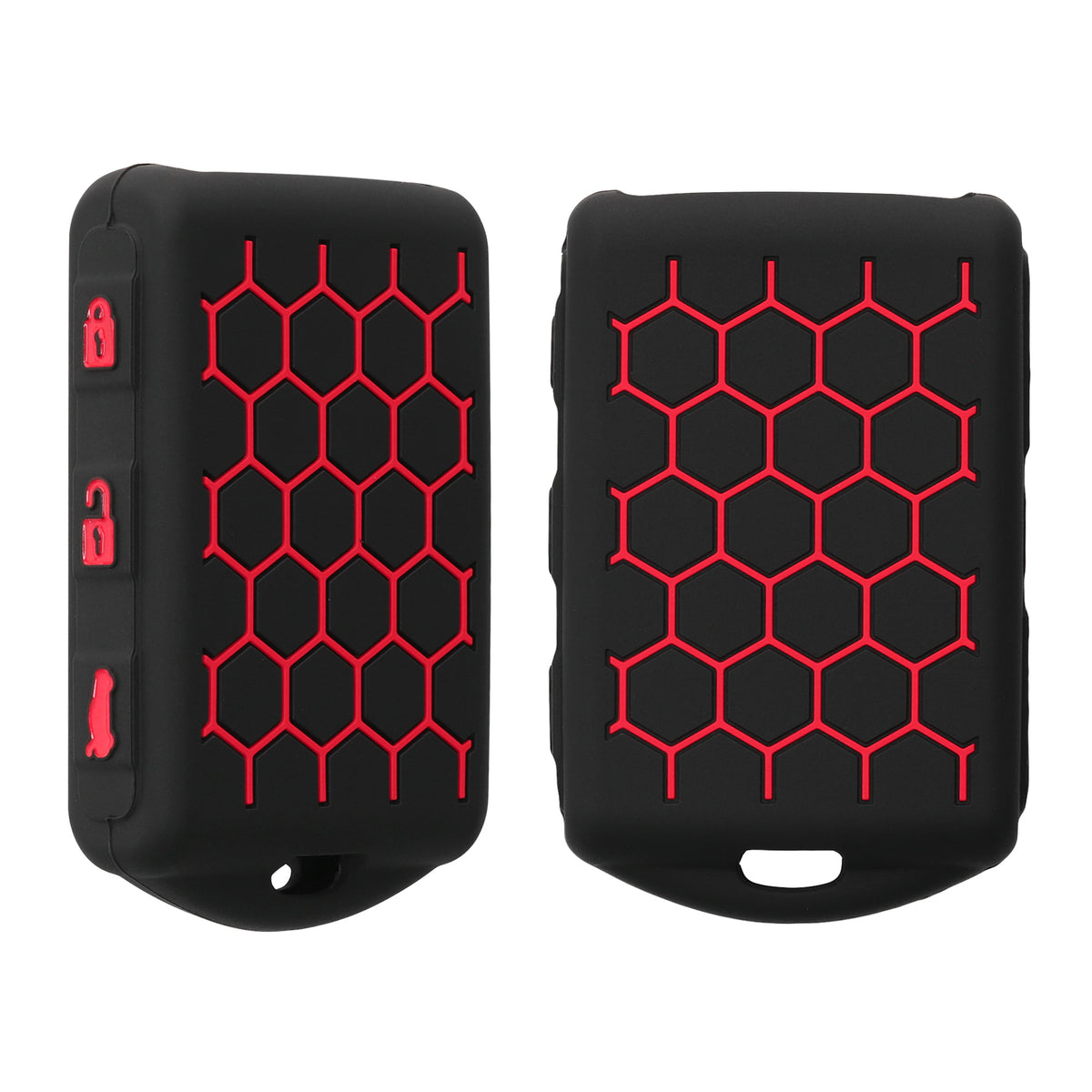 Volvo 4-Button Keyless Go Silicone Car Key Cover Red Honeycomb