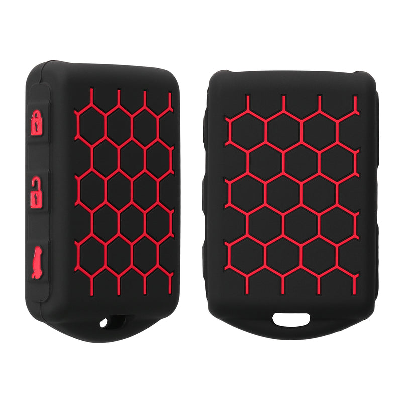 Volvo 4-Button Keyless Go Silicone Car Key Cover Red Honeycomb
