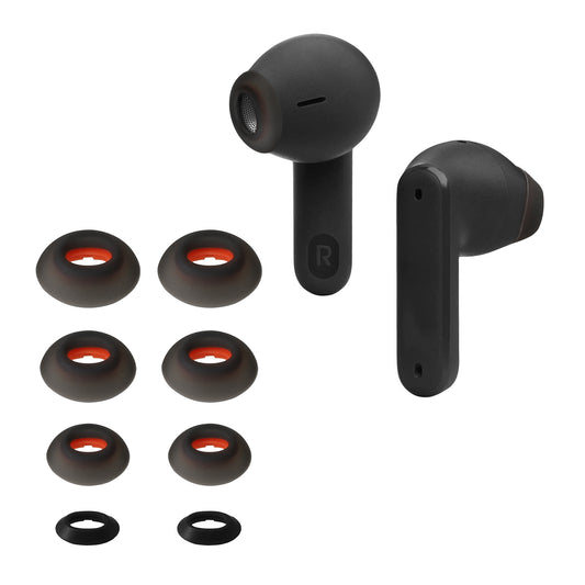 kwmobile 8x Silikonaufsätze für JBL Tune Flex - Ersatz Ohrstöpsel in 4 Größen - Ear Tips für In-Ear Kopfhörer - Zubehör Ersatzpolster in Schwarz Schwarz  