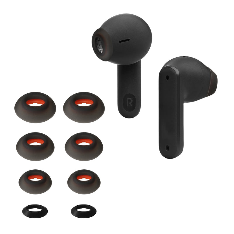 kwmobile 8x Silikonaufsätze für JBL Tune Flex - Ersatz Ohrstöpsel in 4 Größen - Ear Tips für In-Ear Kopfhörer - Zubehör Ersatzpolster in Schwarz Schwarz  