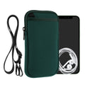 kwmobile Handy Tasche zum Umhängen für XL - 6,7/6,8" - Hülle mit Band - Neopren Cover mit Reißverschluss - 17,2 x 8,4 cm - Necklace Case in Dunkelgrün Dunkelgrün XL 