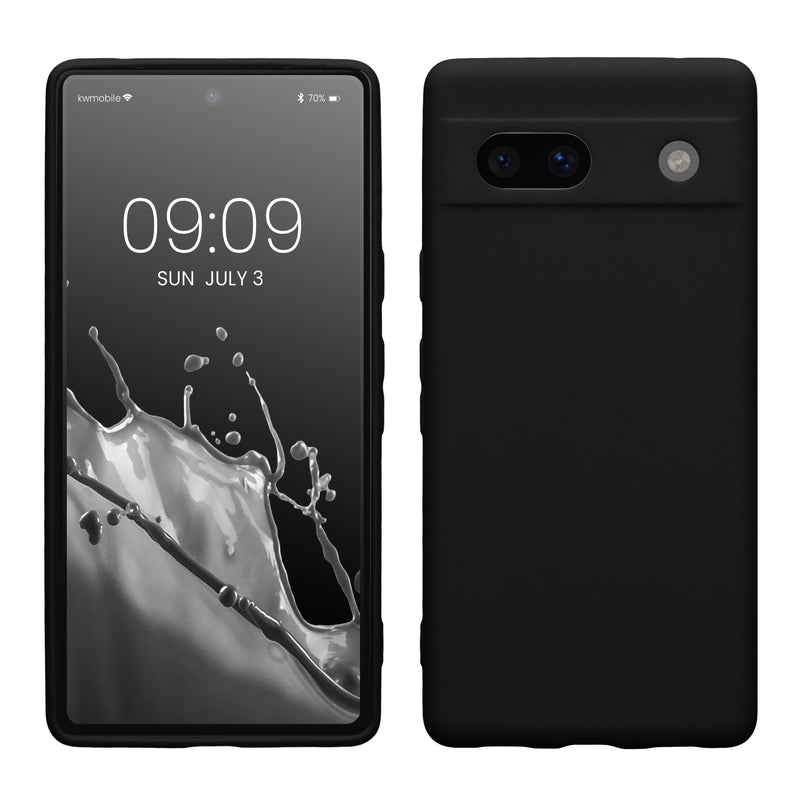 kwmobile Handyhülle für Google Pixel 7a Hülle - weiches Handy Silikon Case - Schutzhülle Cover - Schwarz matt Schwarz matt  