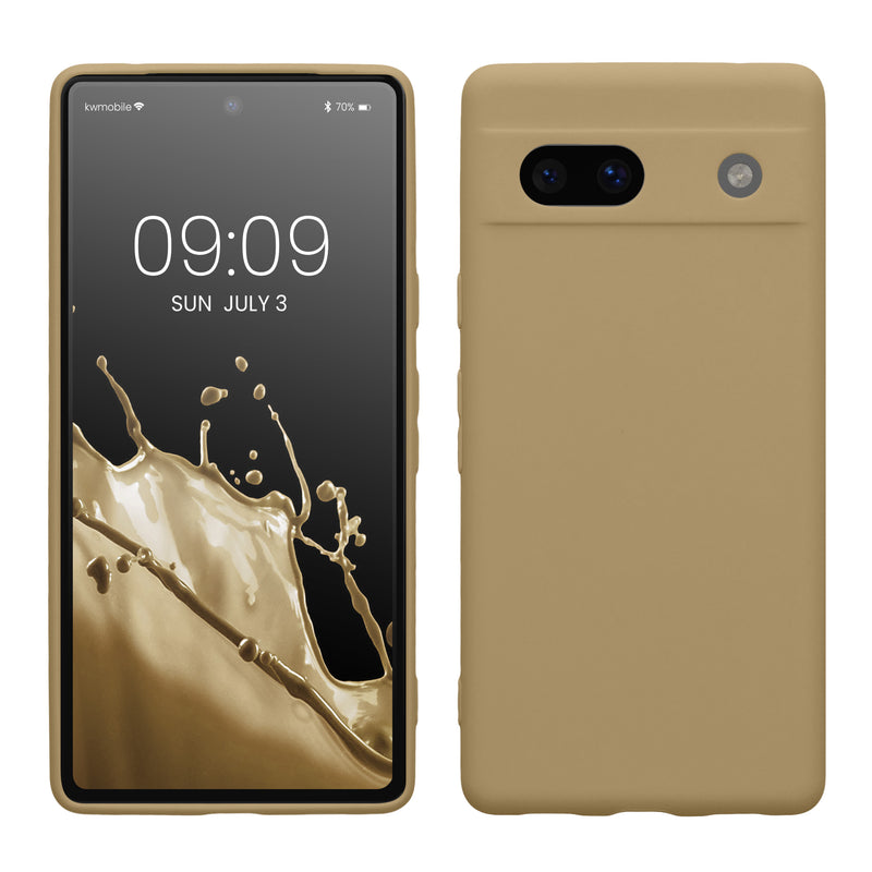 kwmobile Handyhülle für Google Pixel 7a Hülle - weiches Handy Silikon Case - Schutzhülle Cover - Bräunlichgrau Bräunlichgrau  