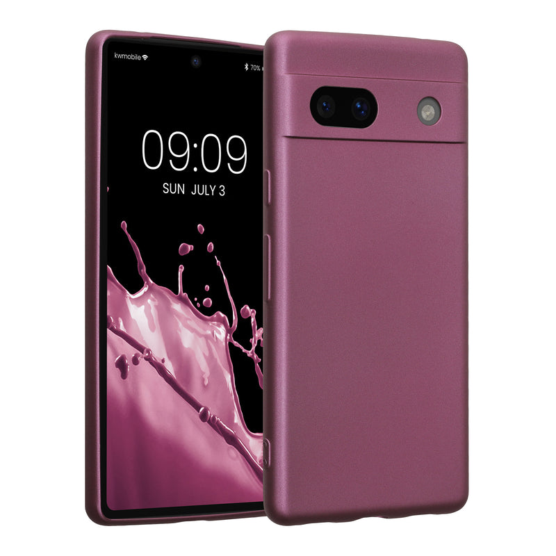 kwmobile Handyhülle für Google Pixel 7a Hülle - weiche Silikon Case metallisch schimmernd - Schutzhülle Cover - Metallic Lavendel Metallic Lavendel  