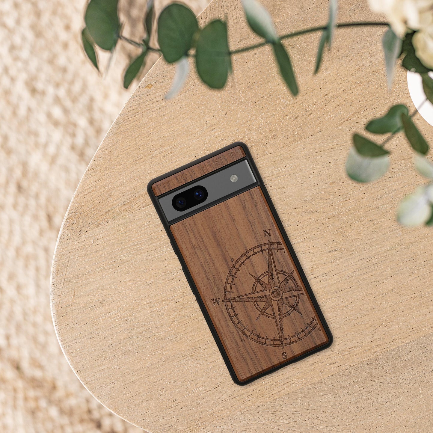 kwmobile Case Compatible with Google Pixel 7a Case Mobile Phone Cover TPU Phone Case Compass Vintage