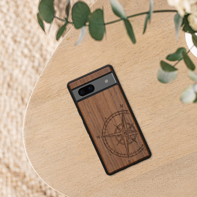 kwmobile Case Compatible with Google Pixel 7a Case Mobile Phone Cover TPU Phone Case Compass Vintage