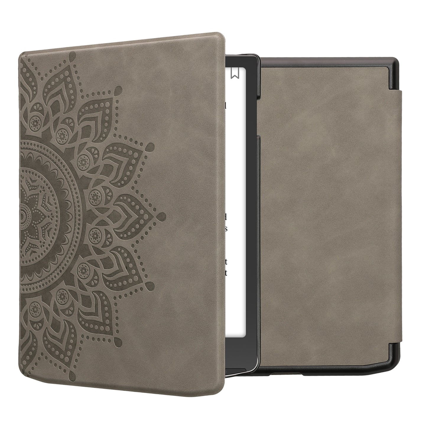 kwmobile Schutzhülle für Pocketbook InkPad 4 / Color 3 / Color 2 / Vivlio InkPad 4 / InkPad Color 3 Hülle - eReader Case aus Kunstleder mit Auto Sleep Funktion - Aufgehende Sonne mit Grau Grau  [dsg03]