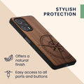 Wooden Hard Case with TPU Bumper for Xiaomi Poco F5 5G Compass Vintage