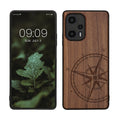 Wood Hard Case with TPU Bumper for Xiaomi Poco F5 5G Compass Vintage