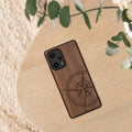 Wooden Hard Case with TPU Bumper for Xiaomi Poco F5 5G Compass Vintage