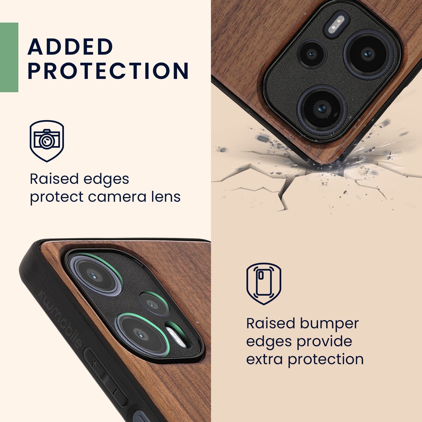 Wooden Hard Case with TPU Bumper for Xiaomi Poco F5 5G Compass Vintage