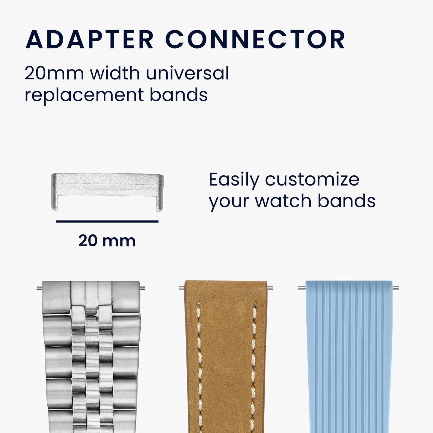 kwmobile Metall Adapter mit 20mm Bandbreite kompatibel mit Fitbit Versa 4 / Sense 2 / Versa 3 / Sense Uhrenarmband