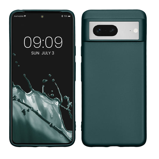 kwmobile Handyhülle für Google Pixel 8 Hülle - Silikon Case metallisch schimmernd - Schutzhülle Cover - Metallic Petrol Metallic Petrol  