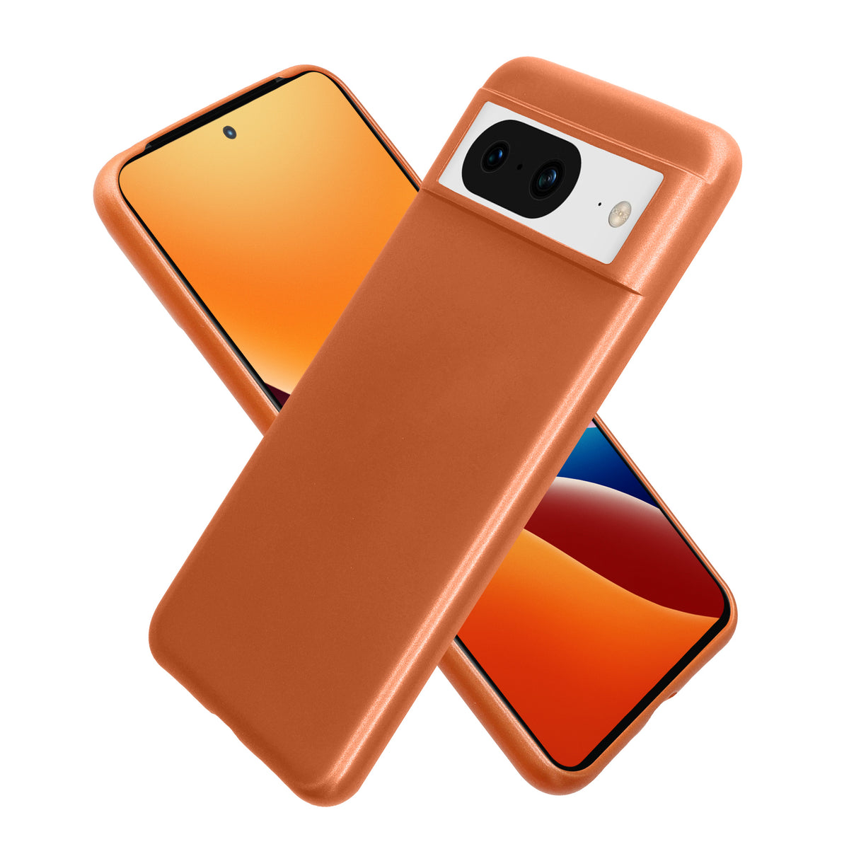 kwmobile Handyhülle für Google Pixel 8 Hülle - Silikon Case metallisch schimmernd - Schutzhülle Cover - Metallic Orange Metallic Orange