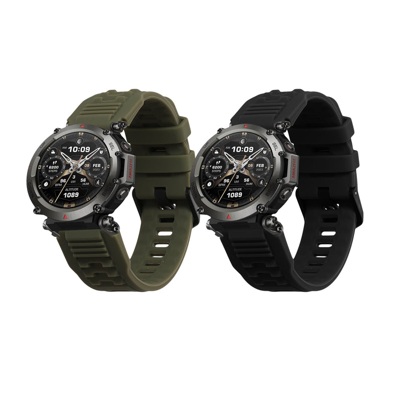 kwmobile 2x Uhrenarmband für Garmin T-Rex Ultra Armband - Fitnesstracker Band Set aus TPU Silikon - Ersatzarmband Smartwatch - Schwarz Dunkelgrün Schwarz  [dsg02]
