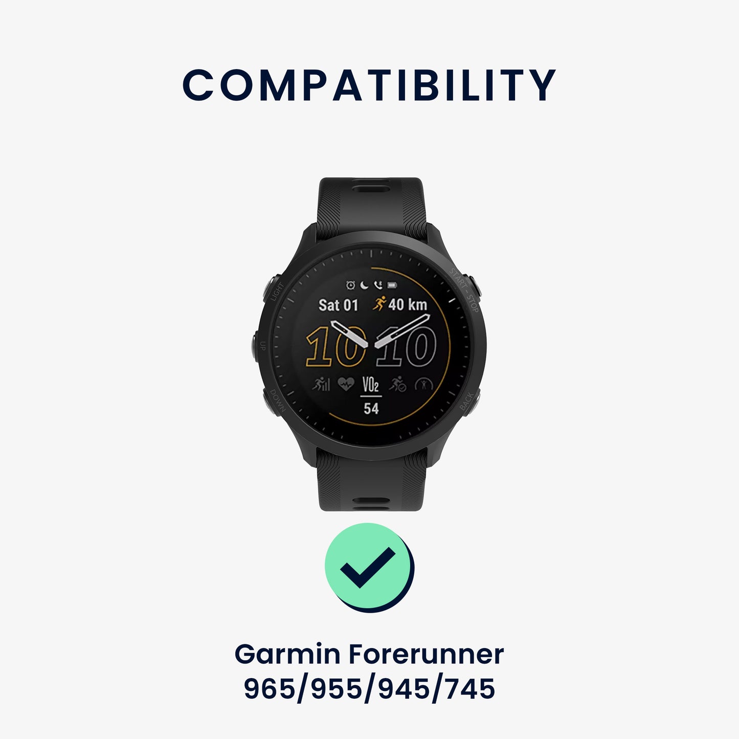 kwmobile Silicone Watch Strap for Garmin Forerunner 965 / 955 / 945 / 745 Strap Replacement Band for Fitness Tracker Smartwatch