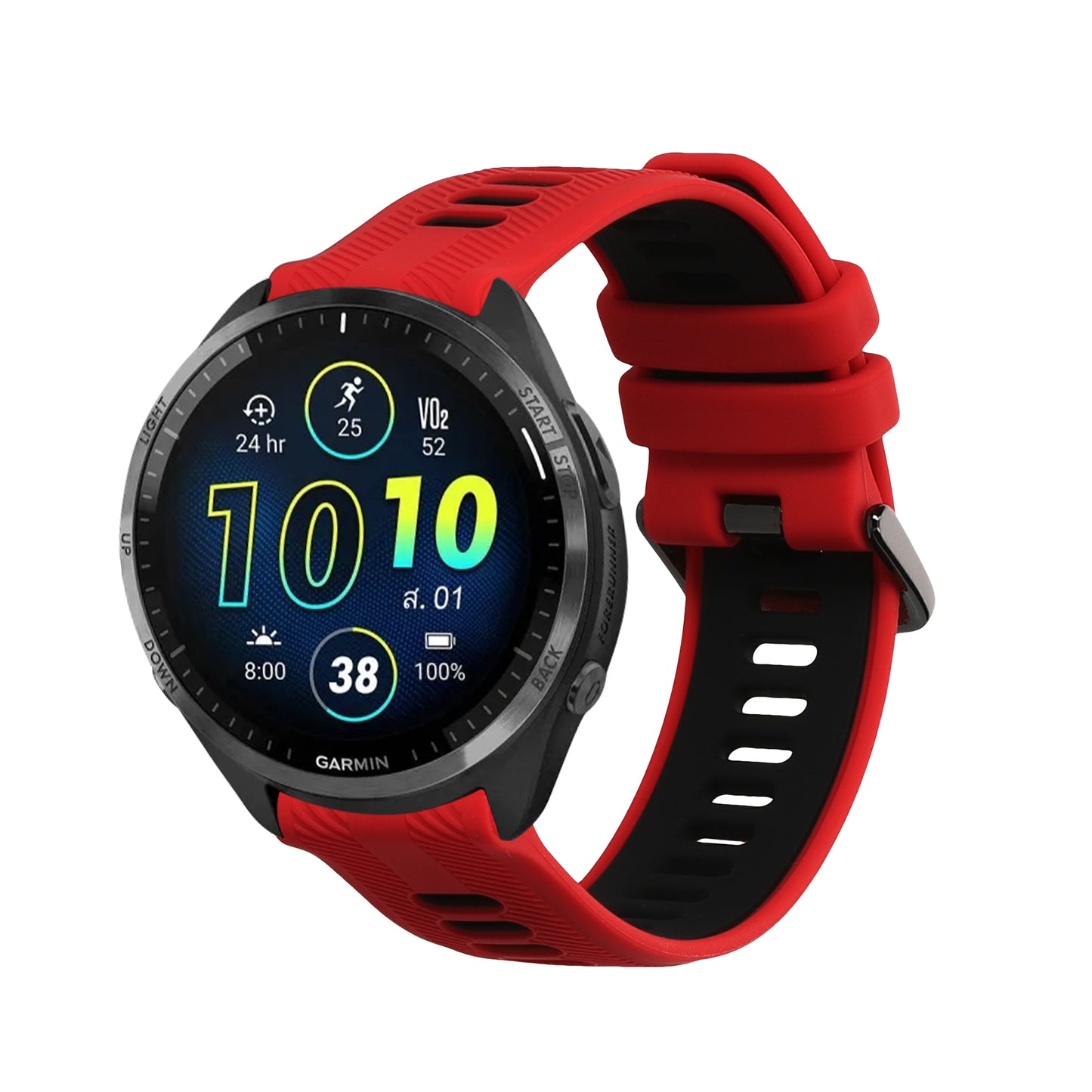 kwmobile Silikon Uhrenarmband für Garmin Forerunner 965 / 955 / 945 / 745 Armband - Ersatzarmband für Fitnesstracker - Wechselarmband Smartwatch - Rot Schwarz Rot  [dsg02]