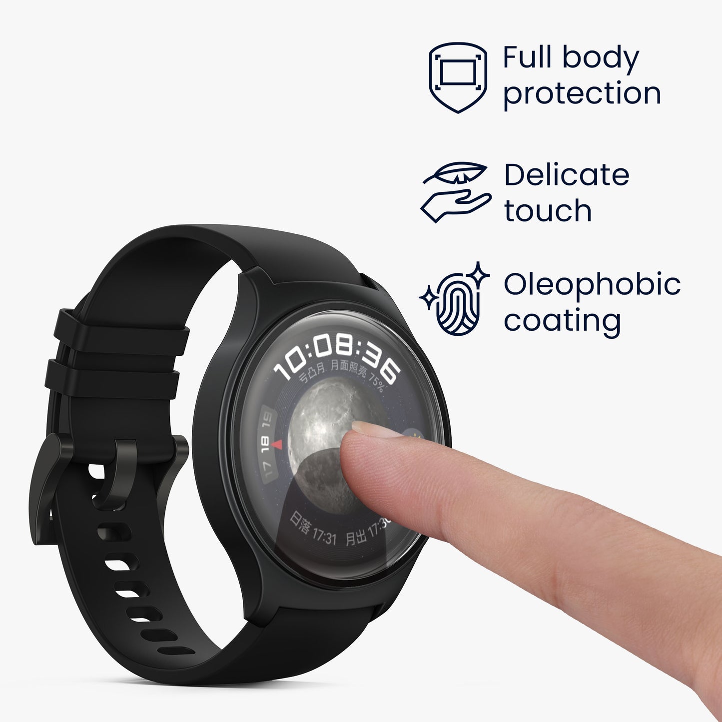 kwmobile Glass Case for Huawei Watch 4 Protective Cover Fullbody Fitness Tracker Case Set
