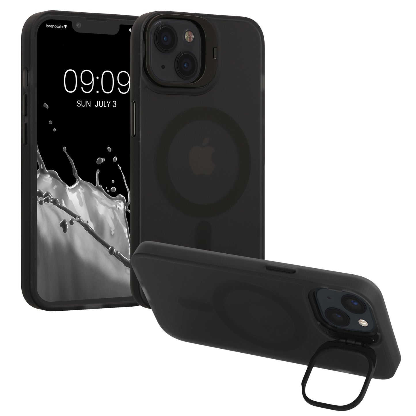 kwmobile Hülle kompatibel mit Apple iPhone 13 Hülle - Hard Case mit erhöhtem Rand - Kameraschutz integriert Schwarz Transparent Schwarz  