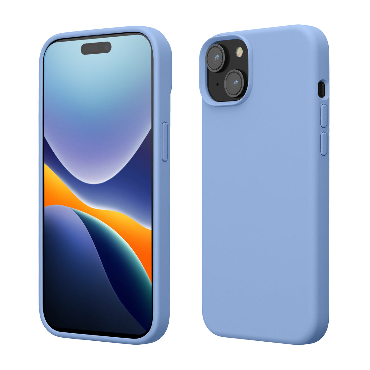 kwmobile Handyhülle für iPhone 15 Hülle, für iPhone 15 Case - Hülle Silikon - kabelloses Laden - Lavendelblau Lavendelblau