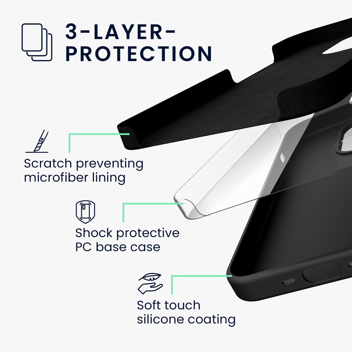 kwmobile Phone Case for iPhone 15 Pro - Silicone Cover - Wireless Charging