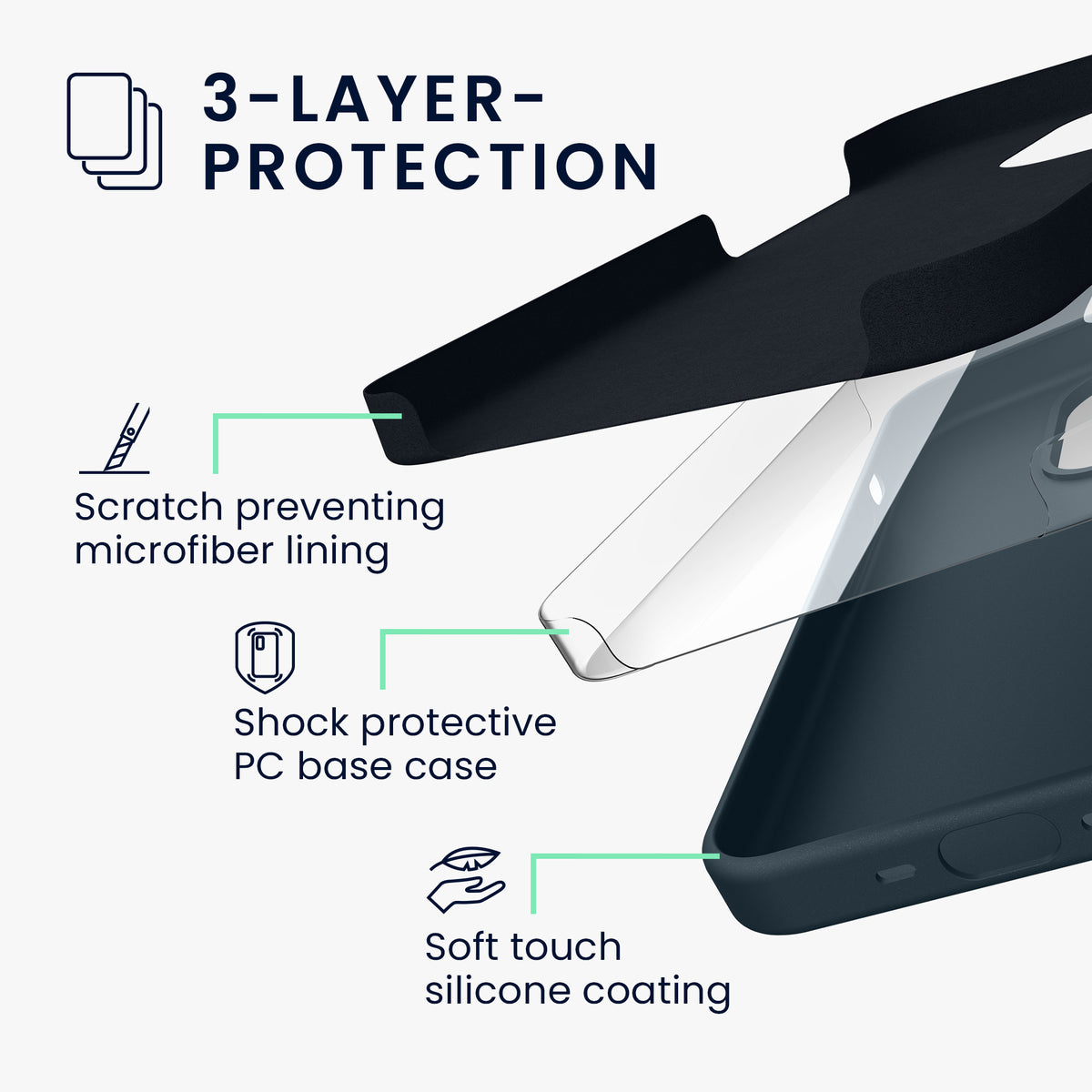 kwmobile Phone Case for iPhone 15 Pro - Silicone Cover - Wireless Charging