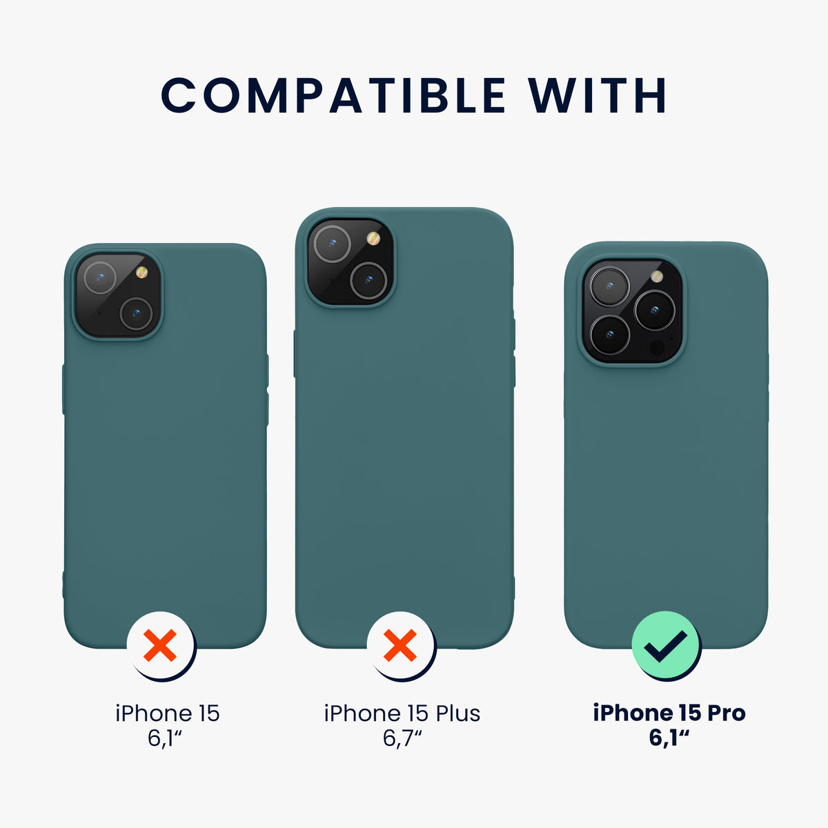 kwmobile Phone Case for iPhone 15 Pro - Silicone Cover - Wireless Charging