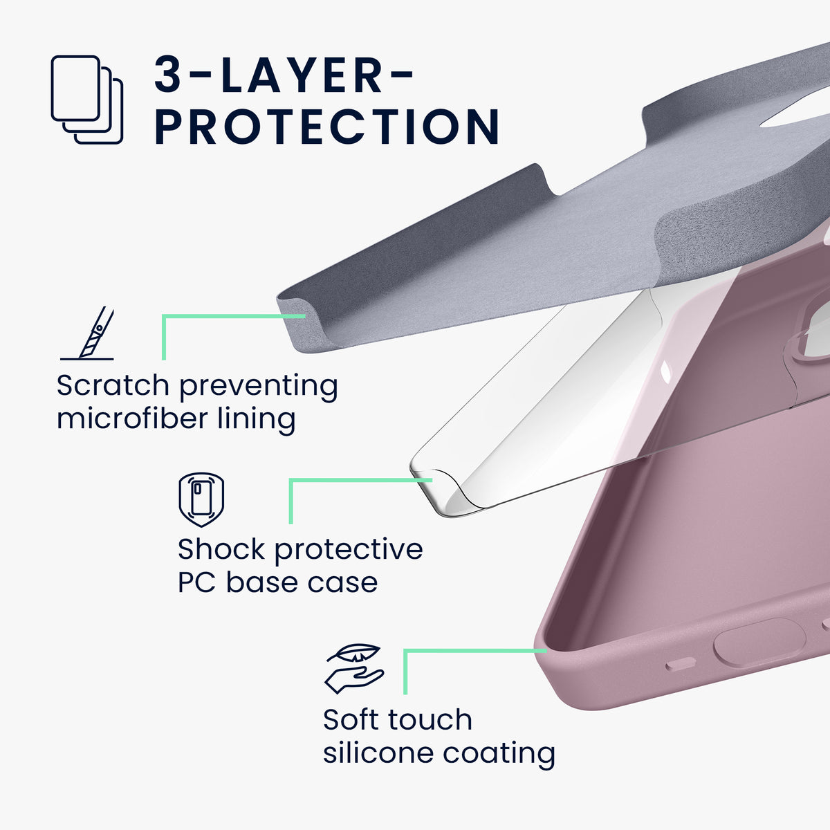 kwmobile Phone Case for iPhone 15 Pro - Silicone Cover - Wireless Charging